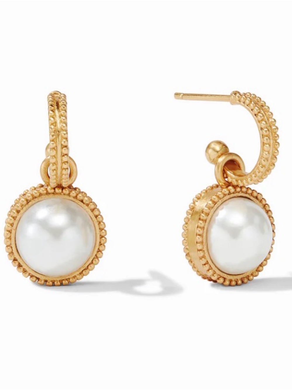 Fleur-de-Lis Pearl Hoop & Charm Earrings